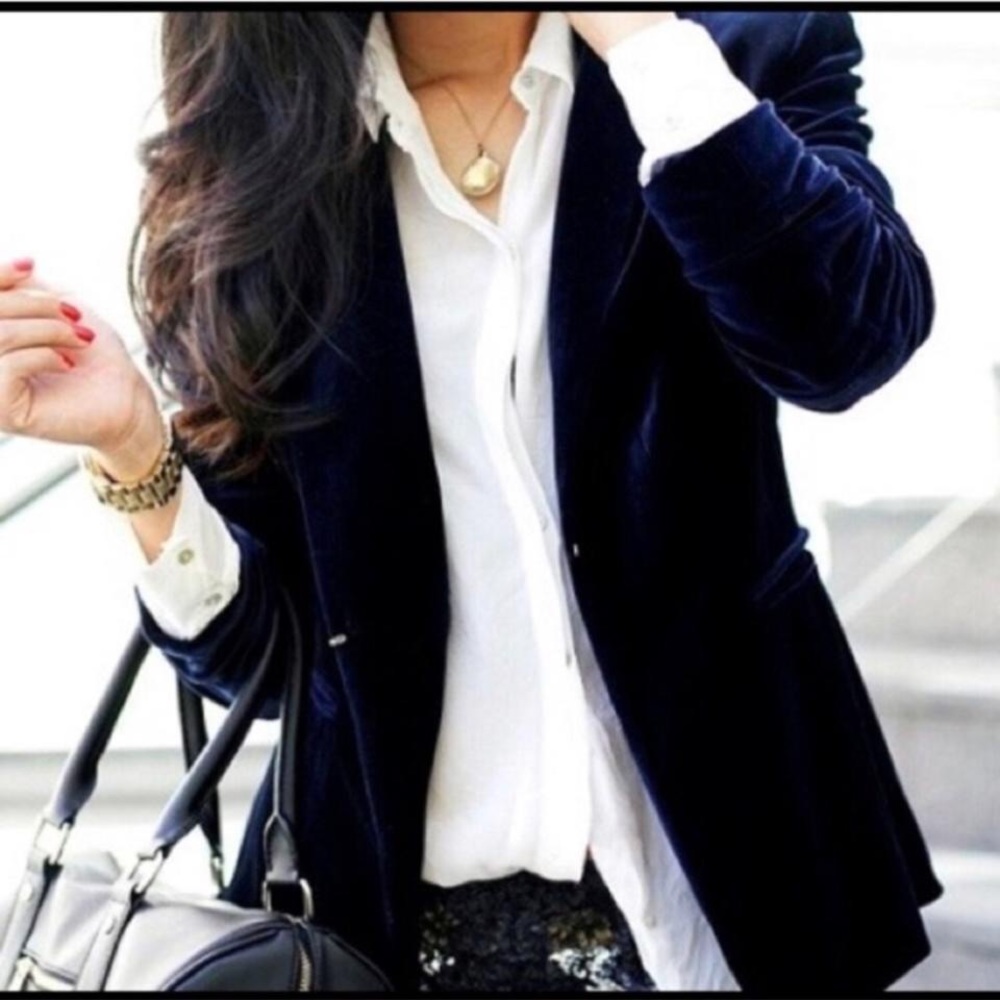 JCrew Navy Velvet Blazer
